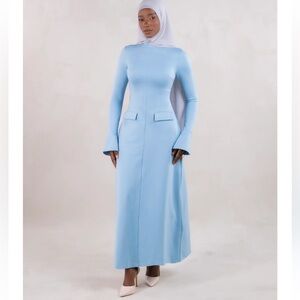Batul The Collection NWT Talia Baby Blue Modesty Long Sleeve Maxi Dress Large